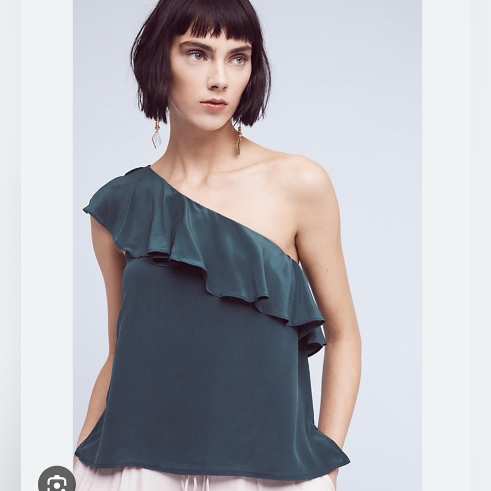 Anthropologie by Maeve Green Asymmetrical Ruffled Camisole
